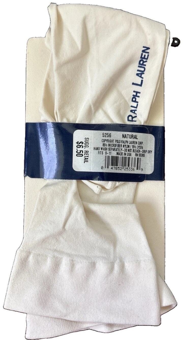 Vintage Ralph Lauren Hosiery NOS 90s Knee Highs Size Fits 9 - 11 Natural Opaque